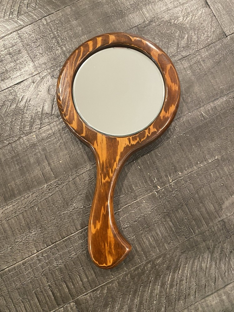 Vintage 1970’s Zebrawood Handheld Mirror