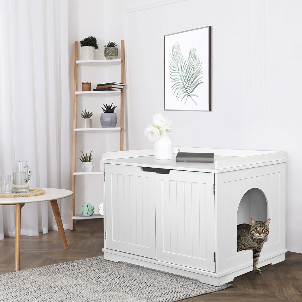 Washroom Storage Bench Litter Box Cover with Sturdy Structure Easy Assembly