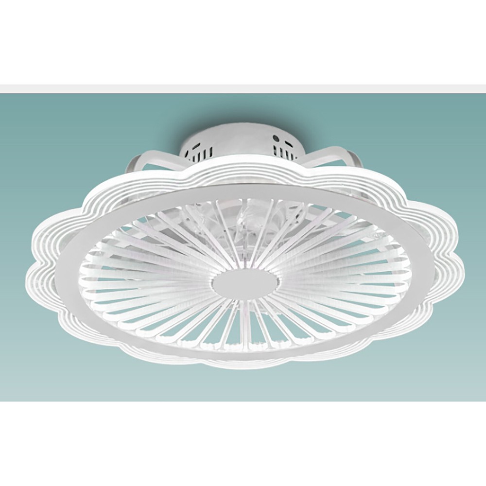 Flush Mount Ceiling Fan Light Dimmable LED Chandelier Fan W/ Remote Control