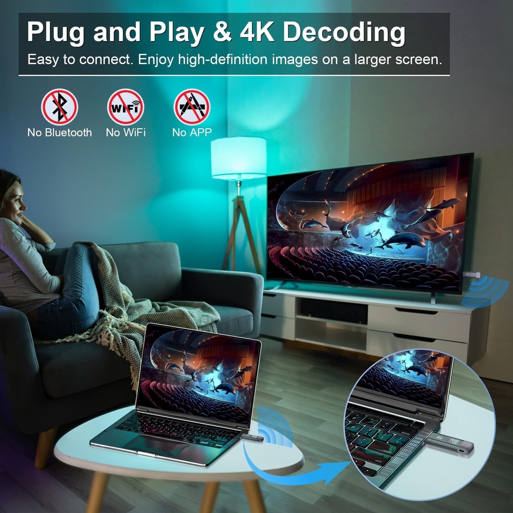 Wireless HDMI Transmitter and Receiver, Wireless HDMI Extender 4K Supported, ...