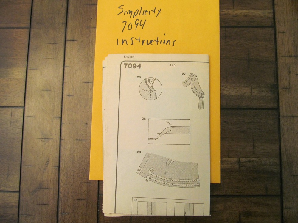Simplicity Sewing Pattern 7094 Instructions Page 3/4