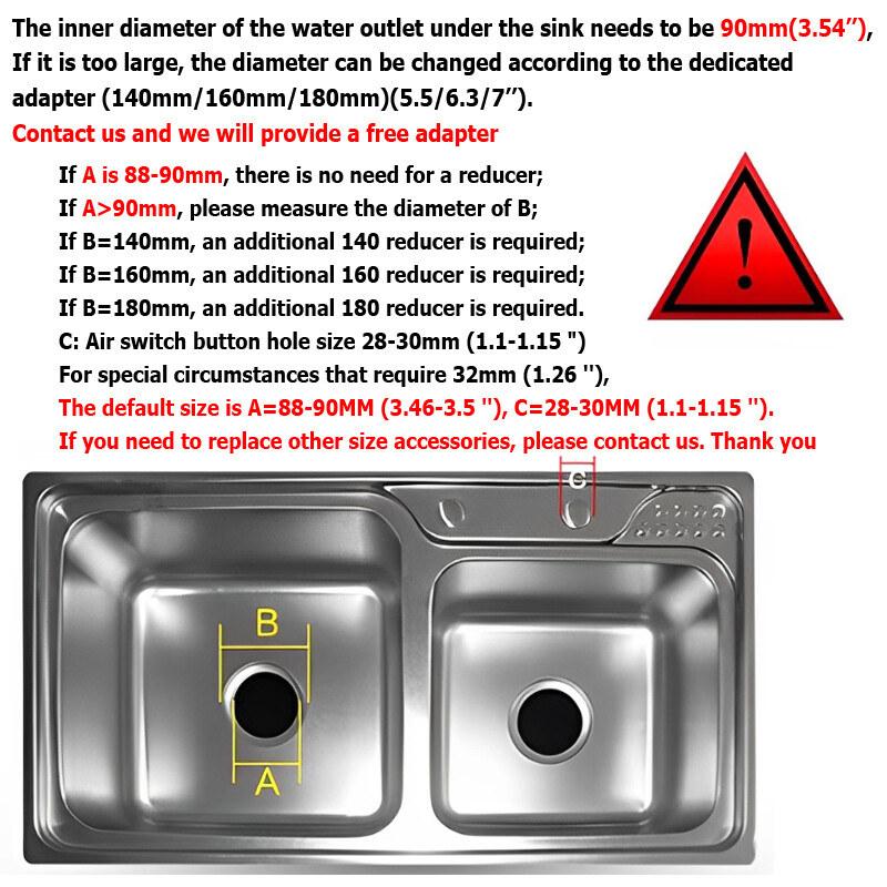 220V 370W Kitchen Food Waste Processor 900ML Disposer Disposal Garbage Crusher
