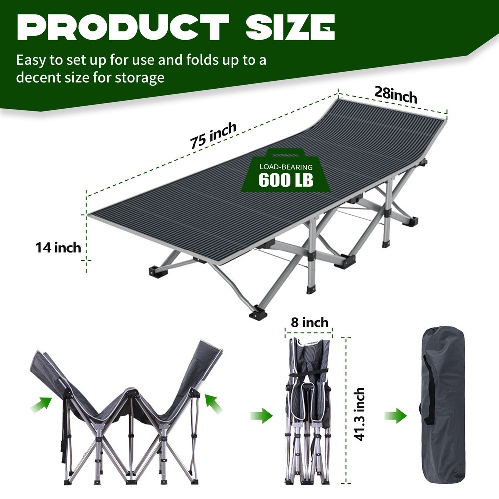Adults Oversized / Standard Size Folding Sleeping Cot Bed Portable Cots