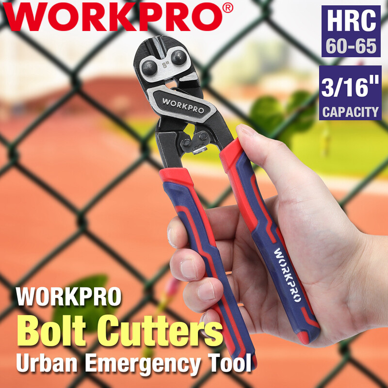 WORKPRO 8 inch Mini Bolt Cutter with Bi-Material Ergonomic Handle Security Lock