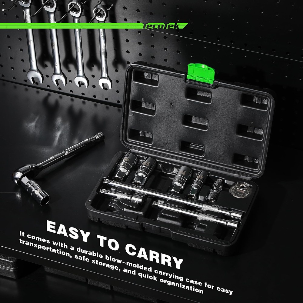 11Piece Spark Plug Socket Set with Ratchet, Gap Tool, Extensions & Sockets