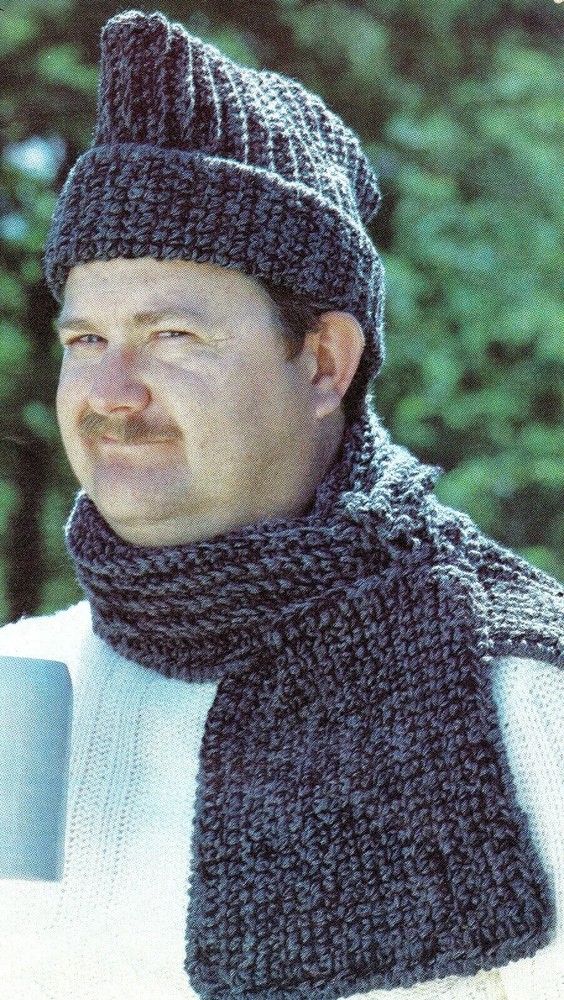 MEN'S Hat & Scarf Set/Apparel/ Crochet Pattern INSTRUCTIONS ONLY