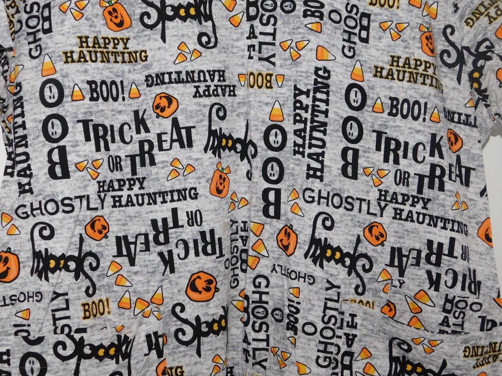ICU Pumpkin Halloween Theme Scrub Top size Large