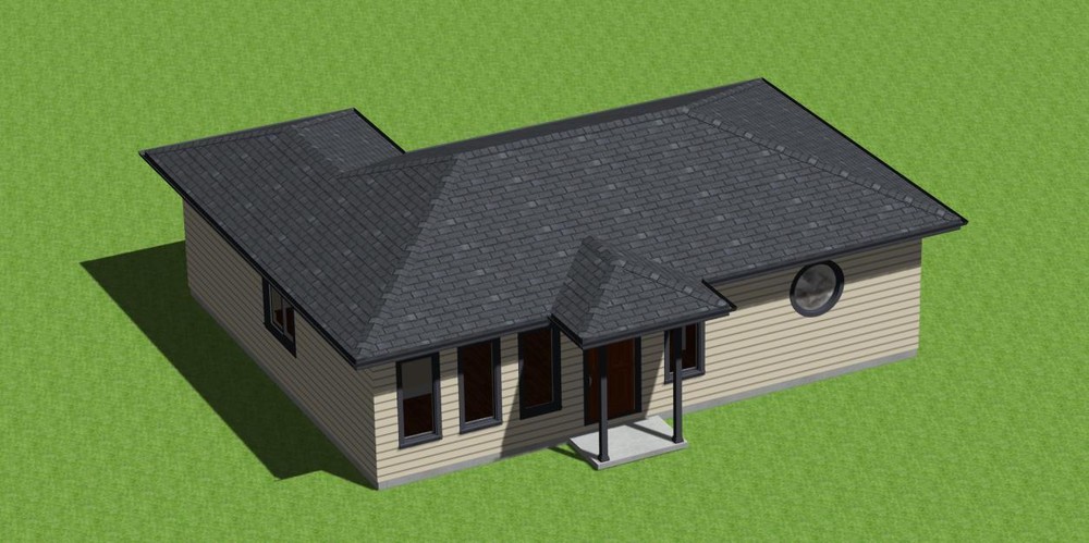 Tiny Home Construction Plans 747 square feet with outdoor deck, study, storage.
