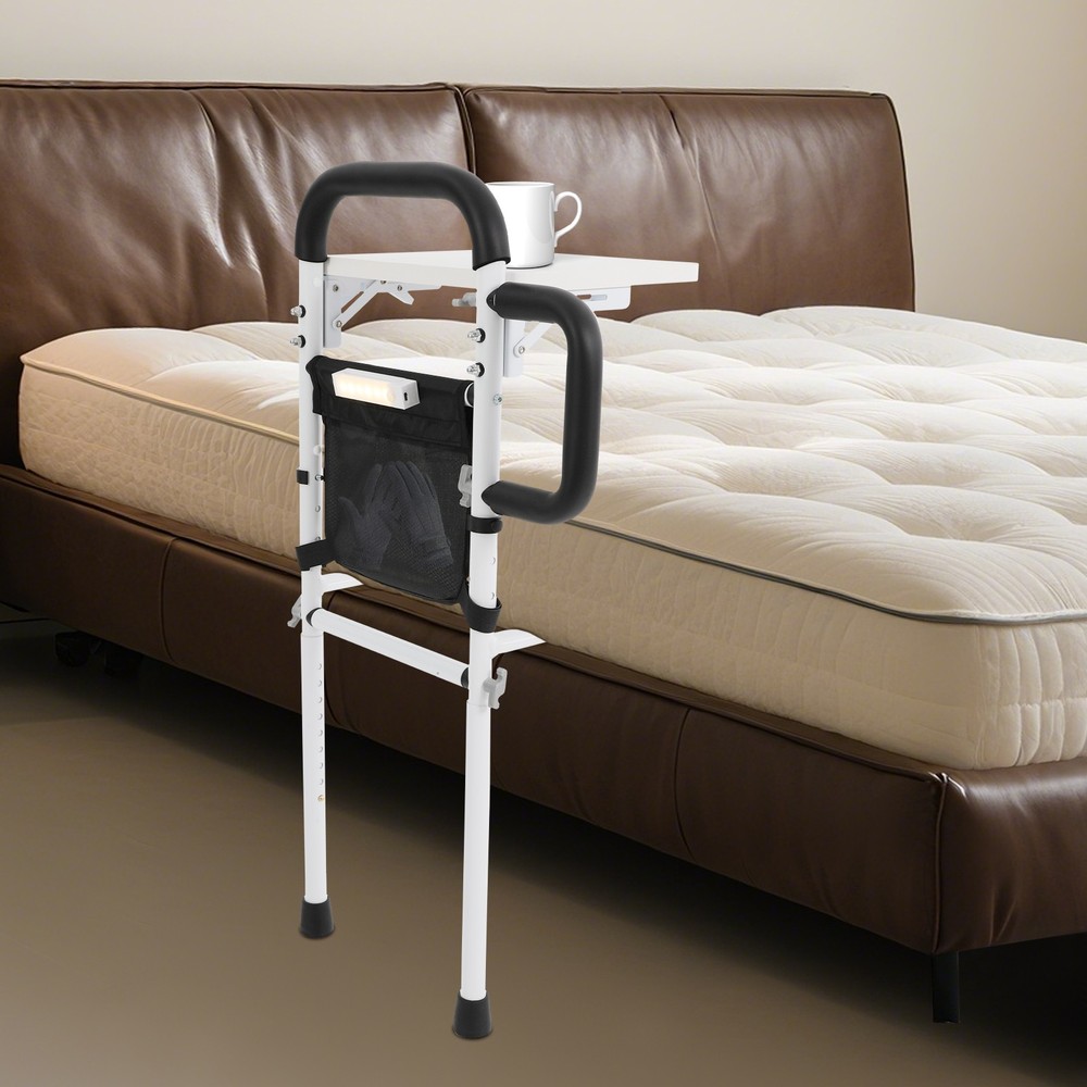 Height Adjustable Bed Rail for Seniors, Sturdy Support & Storage Solutions