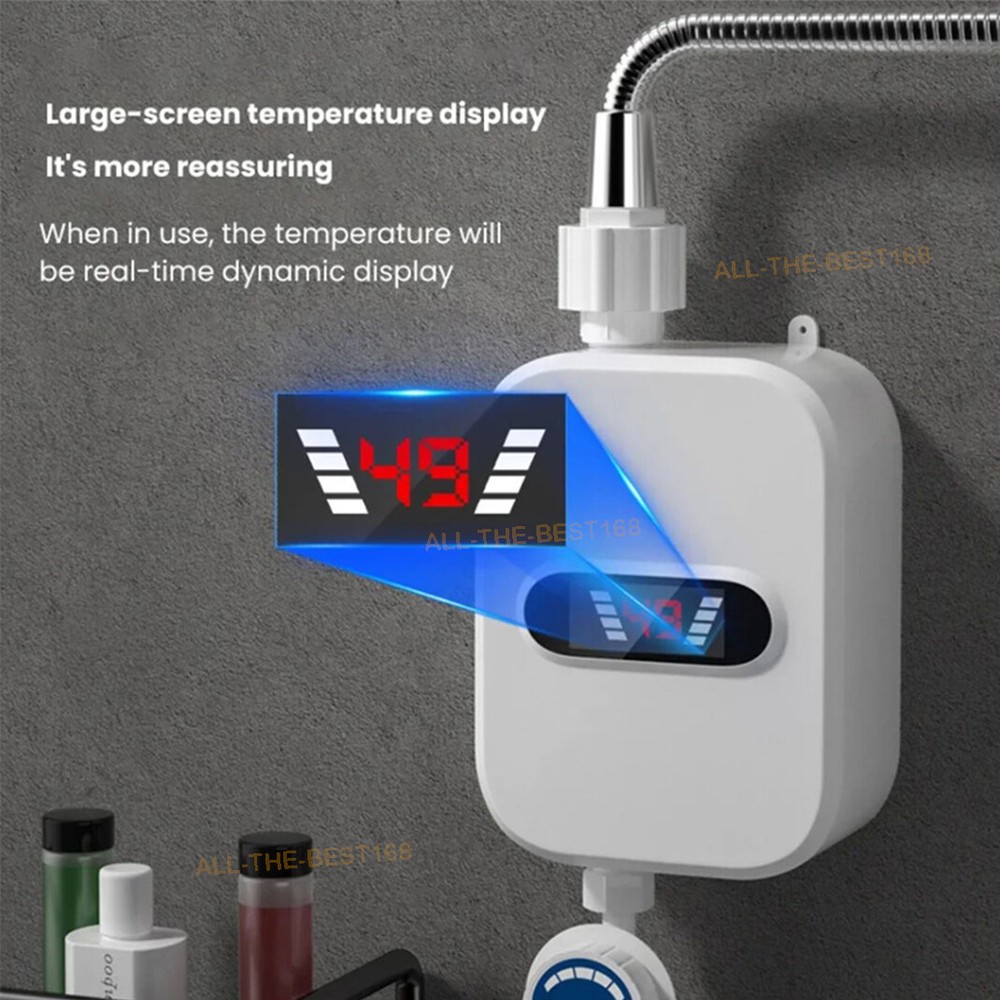 3500W Electric Tankless Instant Water Heater LED Indicator Hot Water Shower Set