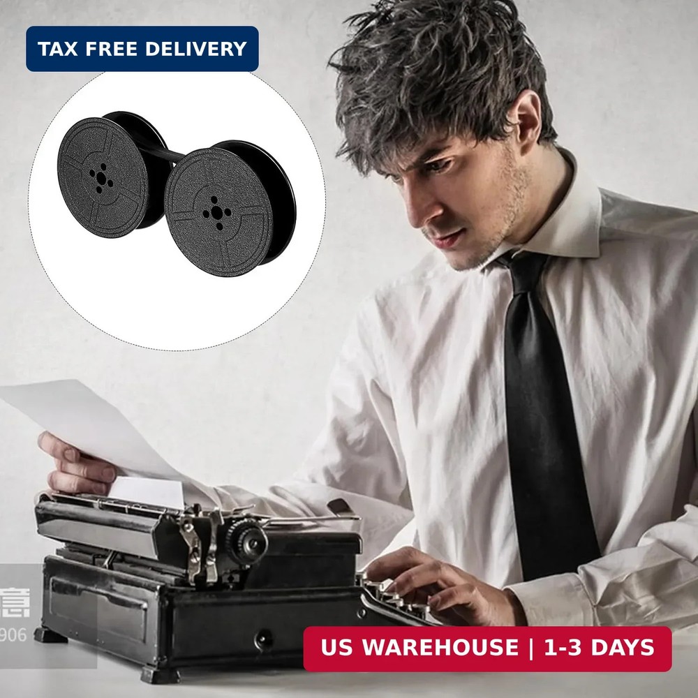 Universal Typewriter Ribbon Twin Spool Replacement Pack - Black Ink (2 Pcs)