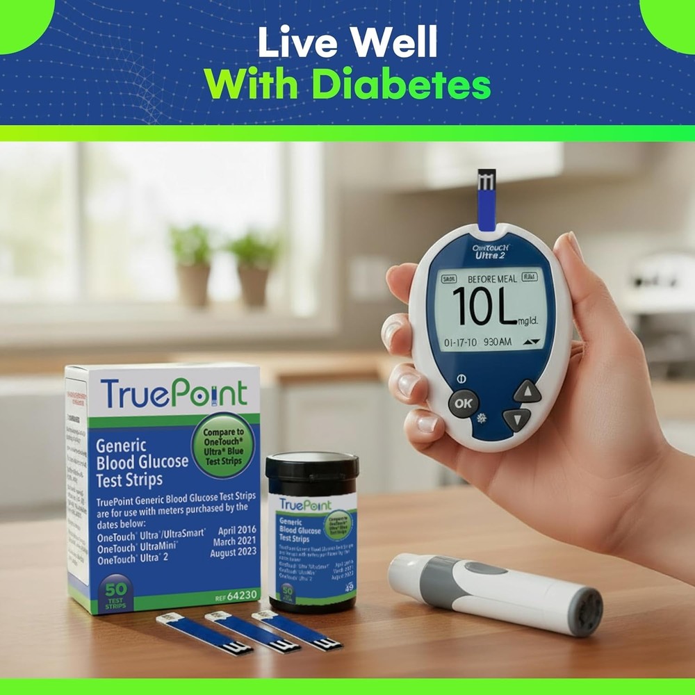 True Point Blood Glucose Test Strips – 50 Count – Generic For One Touch