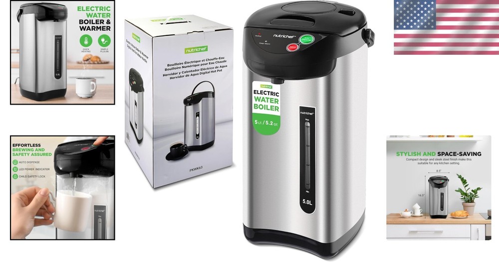 5-Quart Electric Kettle & Hot Pot with 3 Dispensing Options for Effortless Use