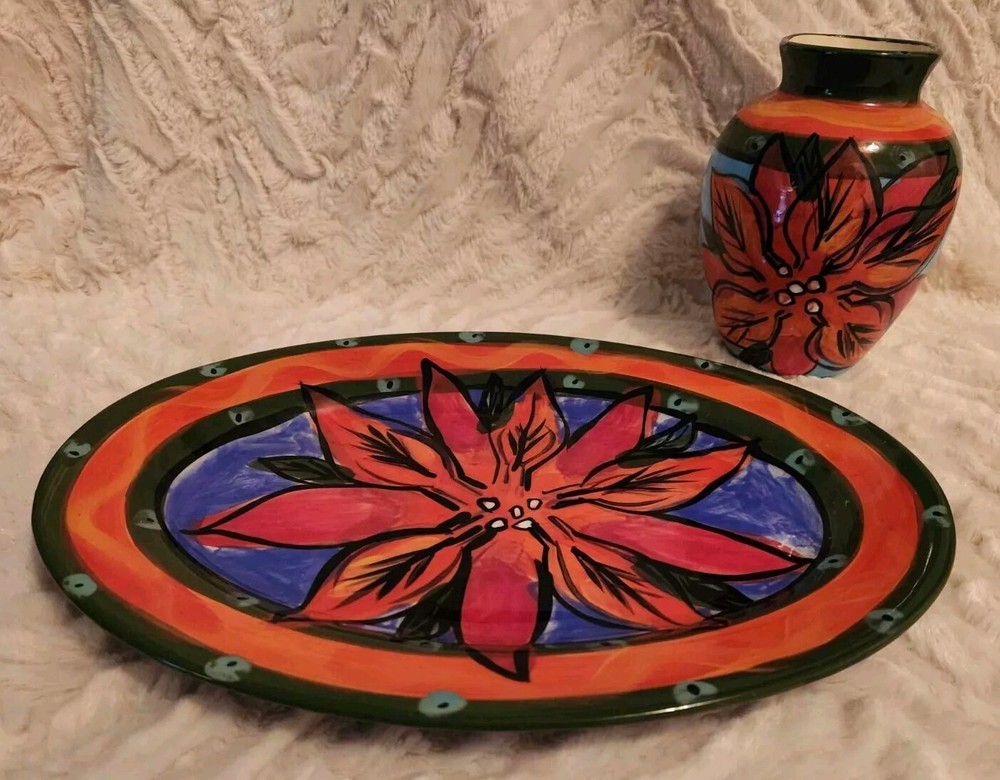 Handmade Decorative Platter and Vase Artwork