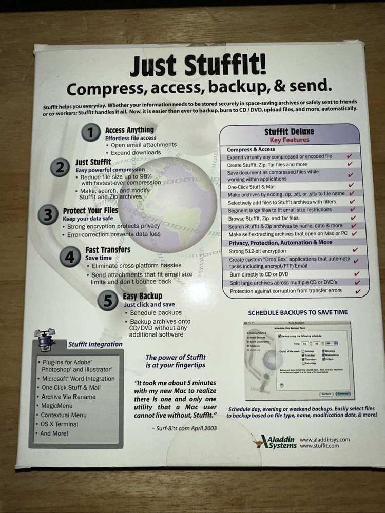StuffIt Deluxe 8.0 Aladdin Systems Compression Solution For Macintosh Mac