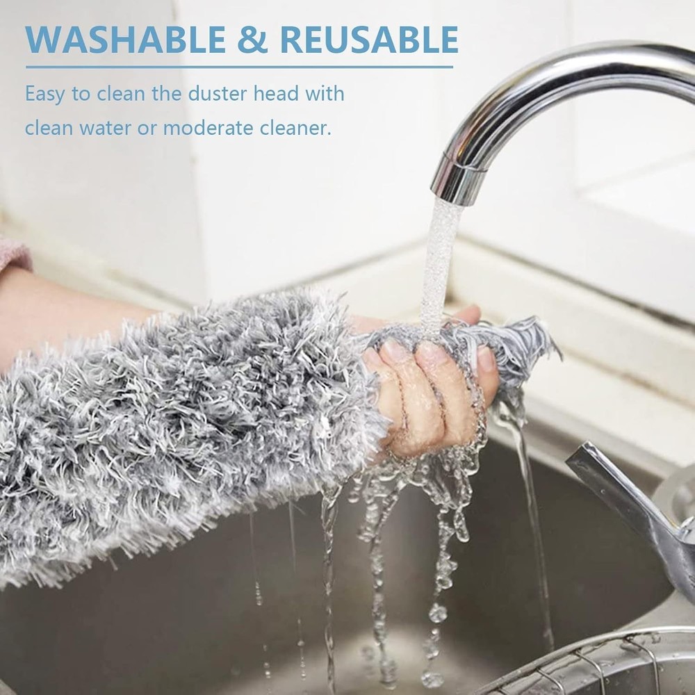 Extendable 30-100'' Microfiber Duster with Bendable Head for Effortless Cleaning