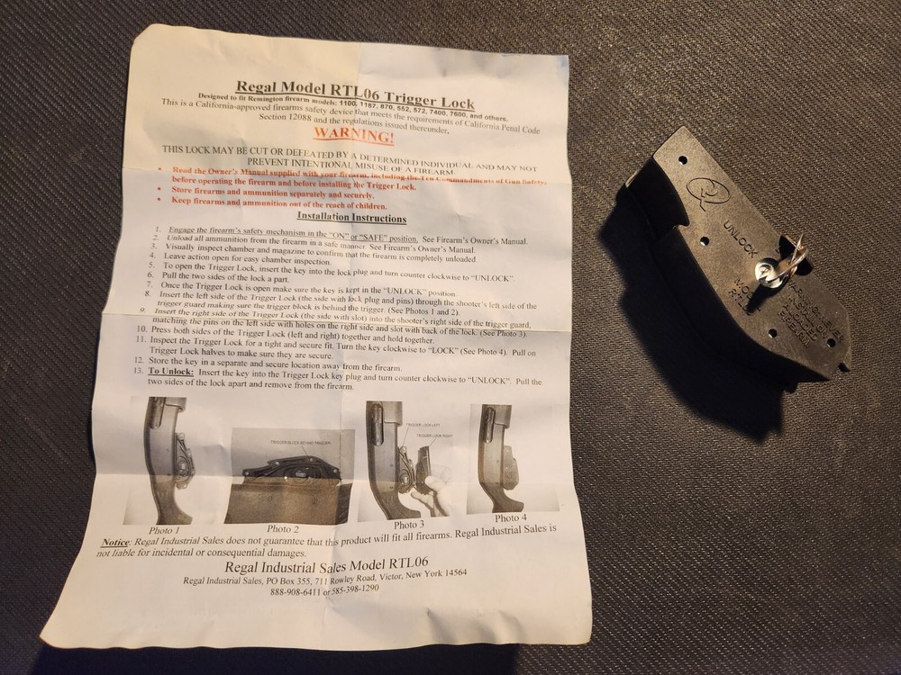 Shotgun Trigger Lock Regal Model RTL06