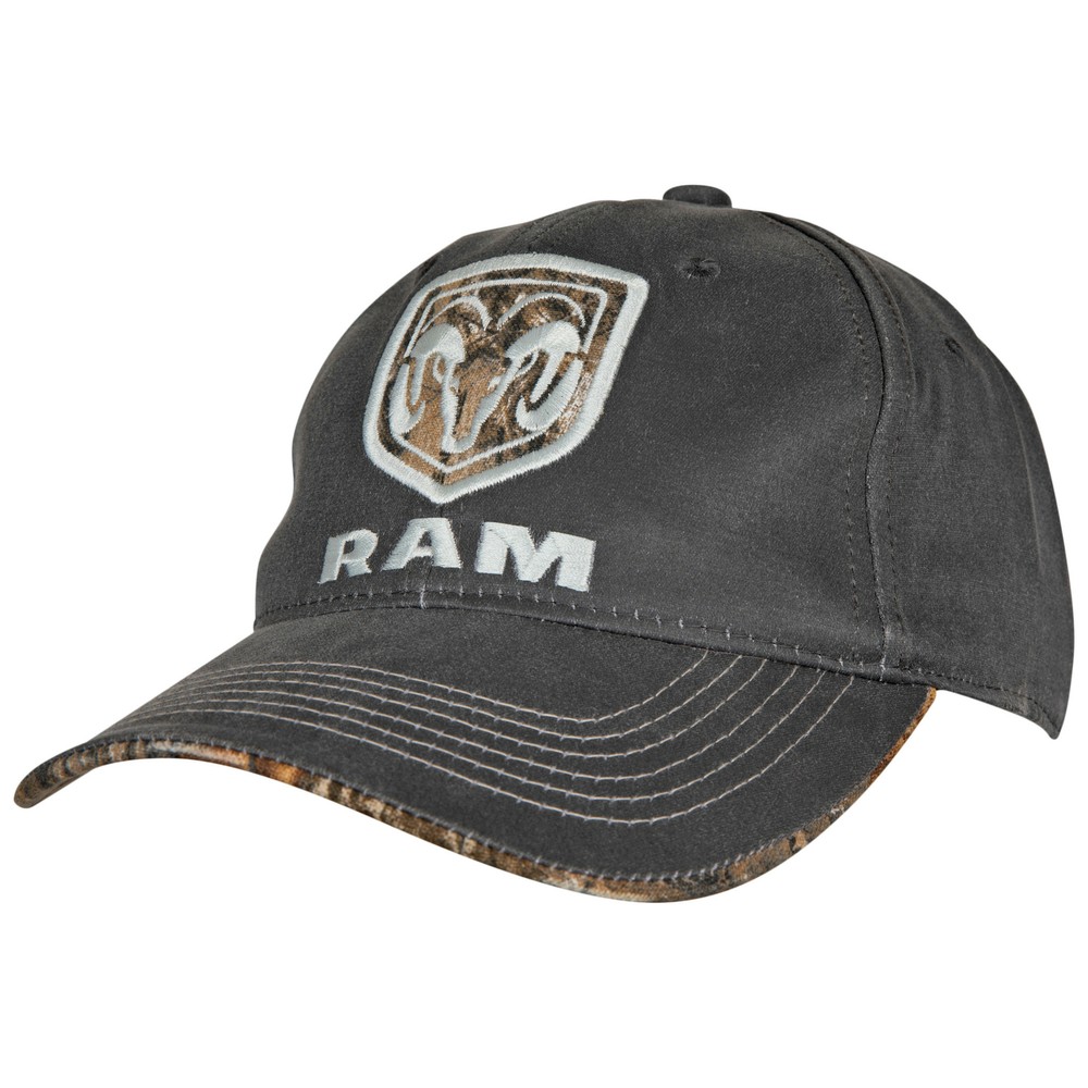 Ram Woven Patch Camo Logo Pre-Curved Adjustable Hat Grey
