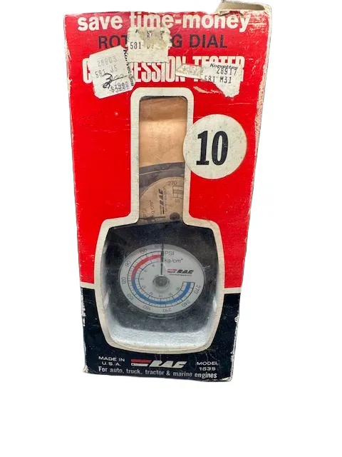 Vintage RAC Rotating Dial Engine Compression Tester Orig Box Manual # 1535