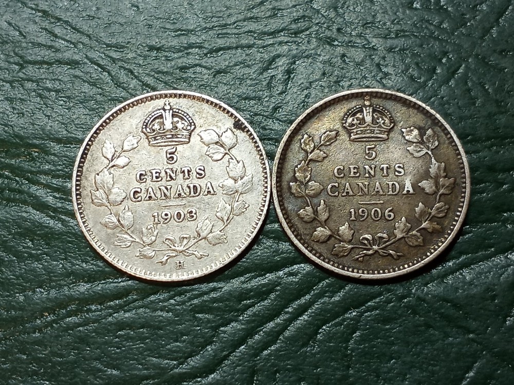 10 Higher Grade Assorted Canada 5 Cents - .925 Silver