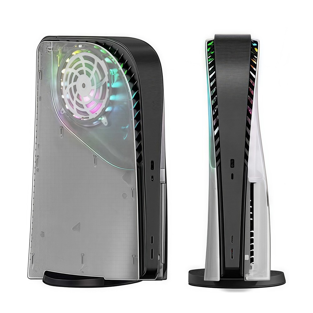 RGB Light Ring & Transparent Replacement Shell for PS5 Disc Edition Console