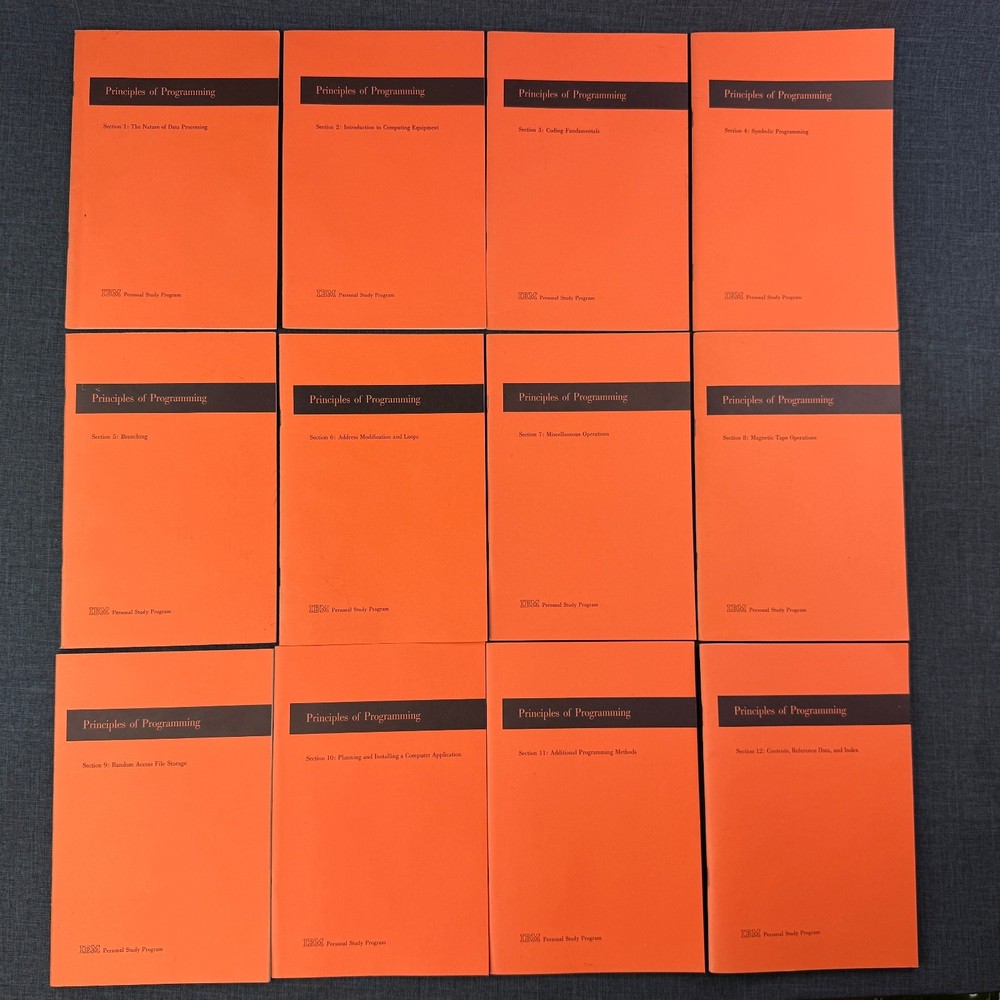1961 IBM Principles of Programming 12 Book Set Personal Study Program Vintage