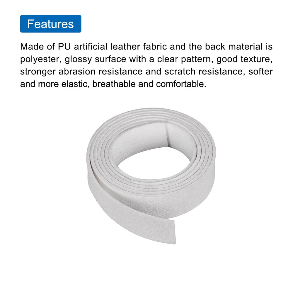 Leather Straps Strip Belt 1.5cm(0.6" Width) Leather Strips White, 2pcs
