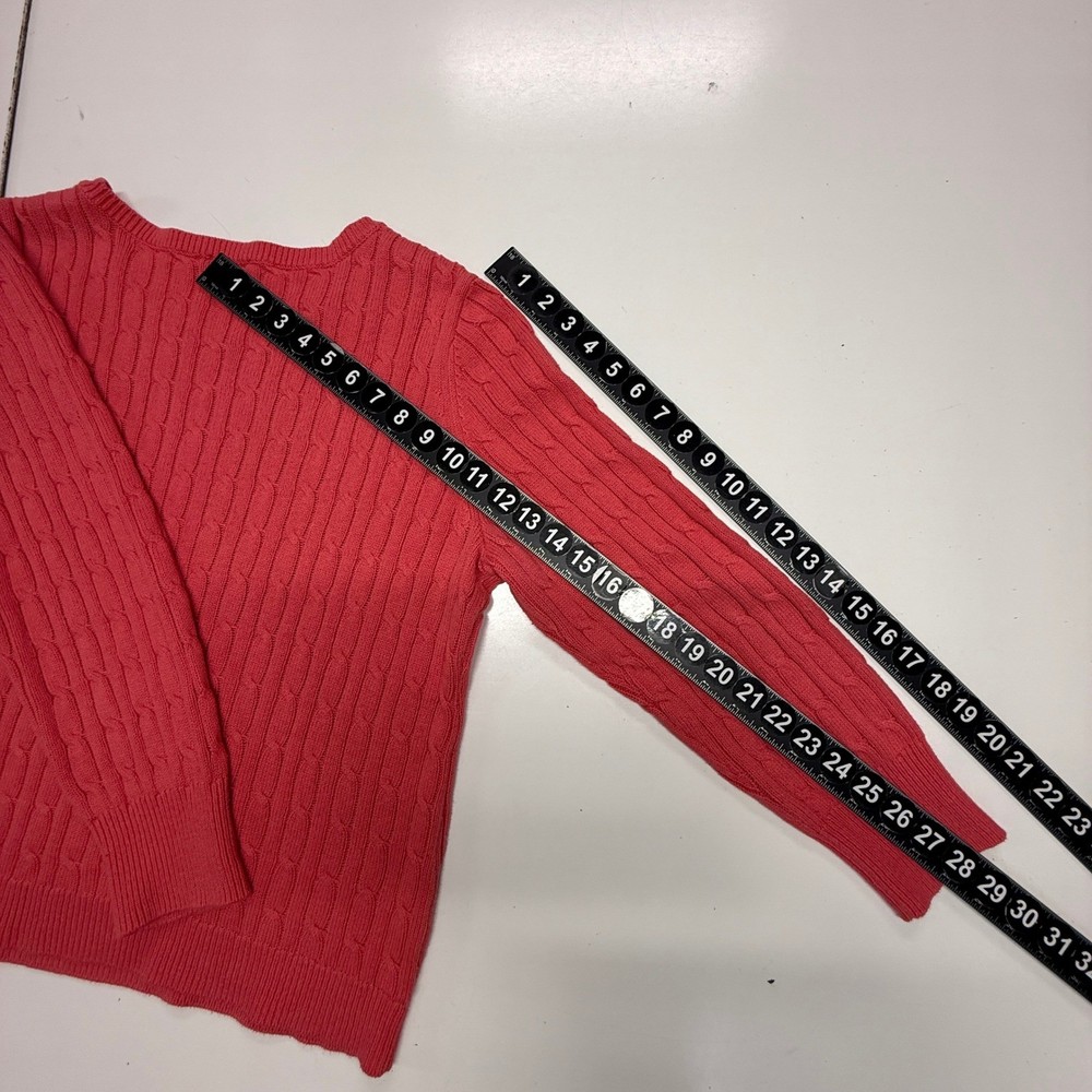 Talbots Sweater Womens XL Petite Pink Cable Knit Button Shoulder Pullover