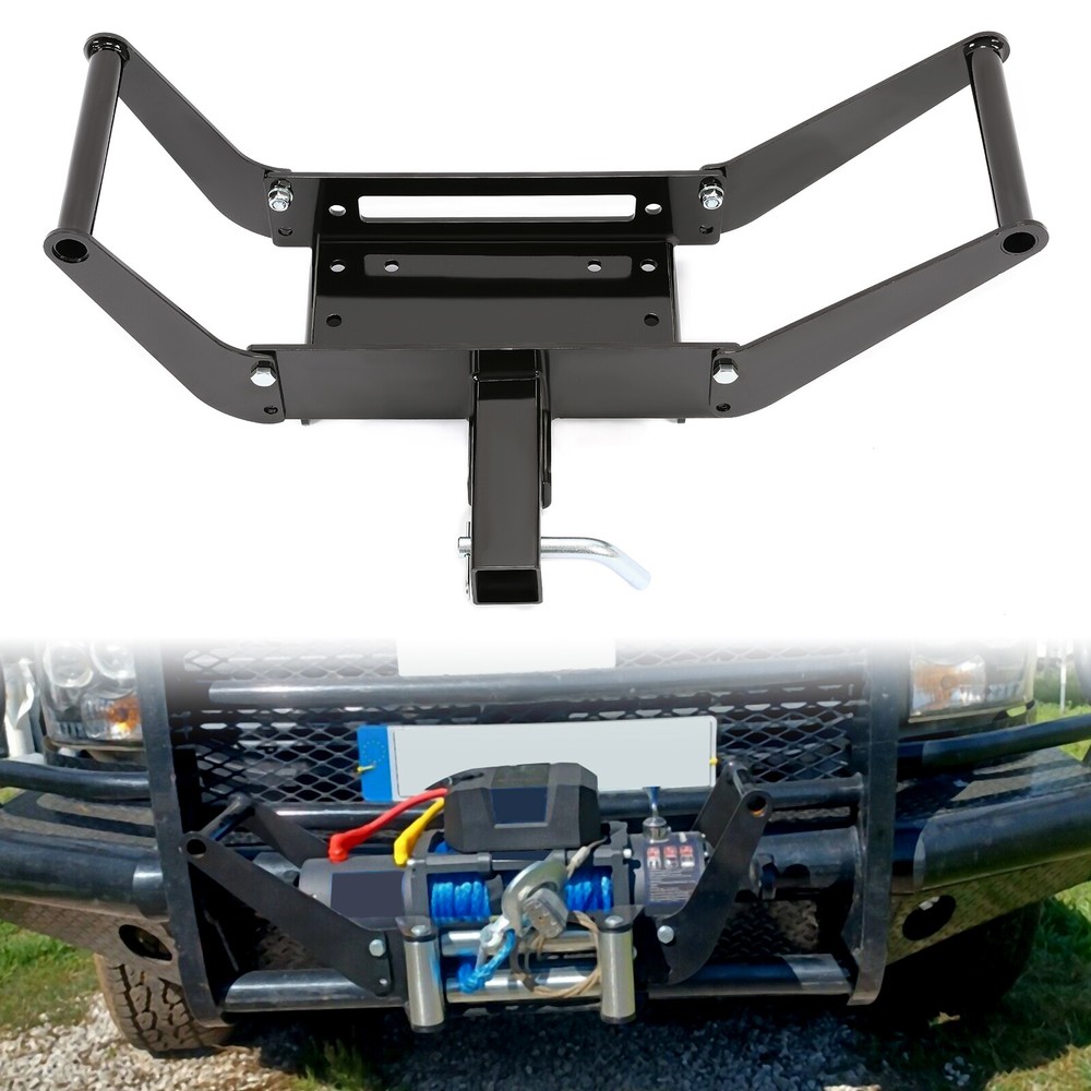 Foldable Winch Mounting Plate Brackets Cradle For 2" Hitch Receiver Truck 4WD