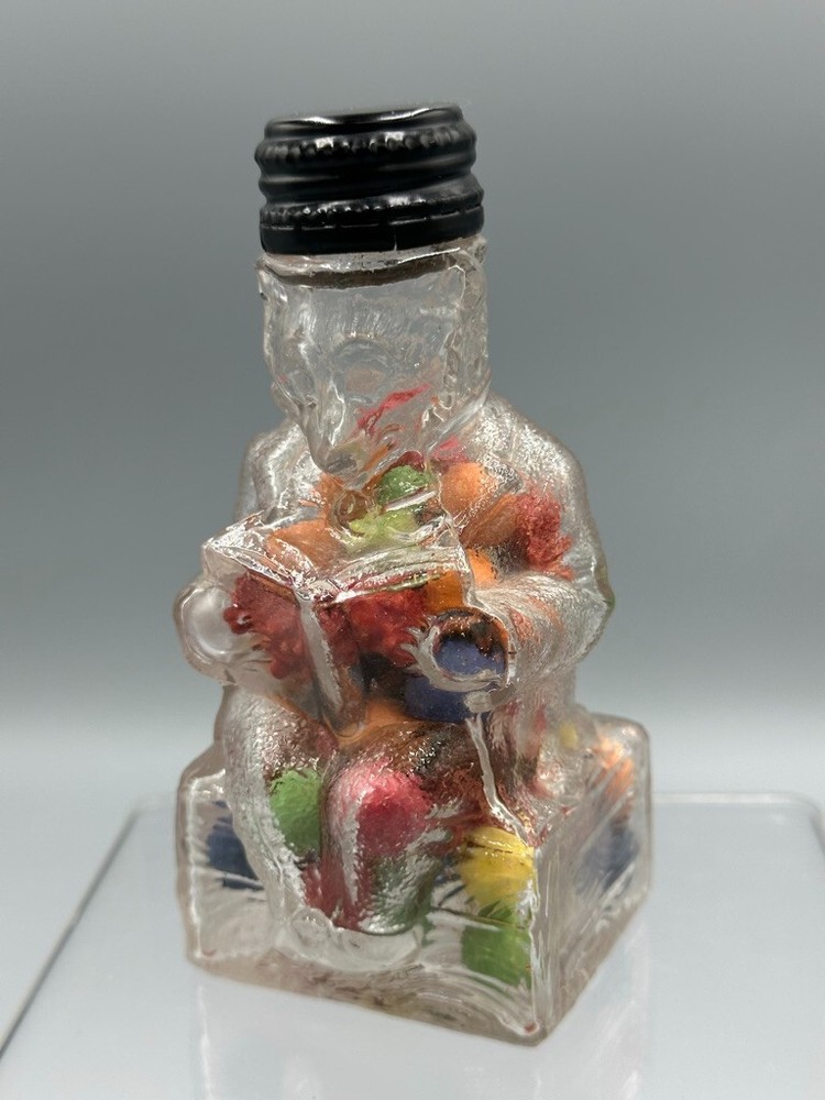 c 1910 Learned Reading FOX BOTTLE or BEAR Glass CANDY CONTAINER Antique E&A 470