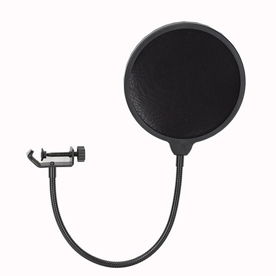 Black Double Layer Studio Microphone Wind Screen Mask ABS+Carbon Steel Material