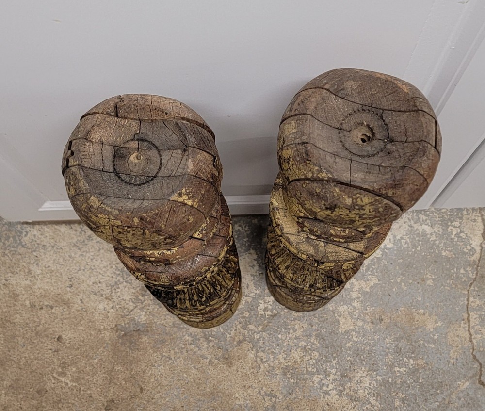 Vintage Architectural Savage Post Pair Solid Heavy Reclaimed