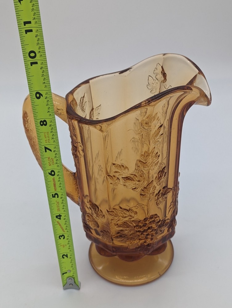 Imperial Glass Amber Pitcher Embossed Grapes Design
