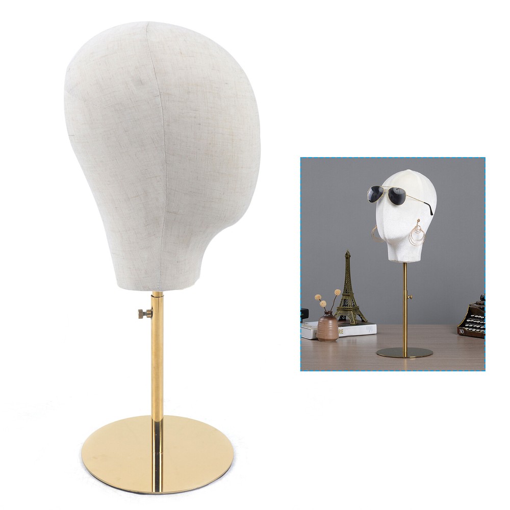 Modern Gold Adjustable Wig Display Stand Mannequin Head – Elegant Decor
