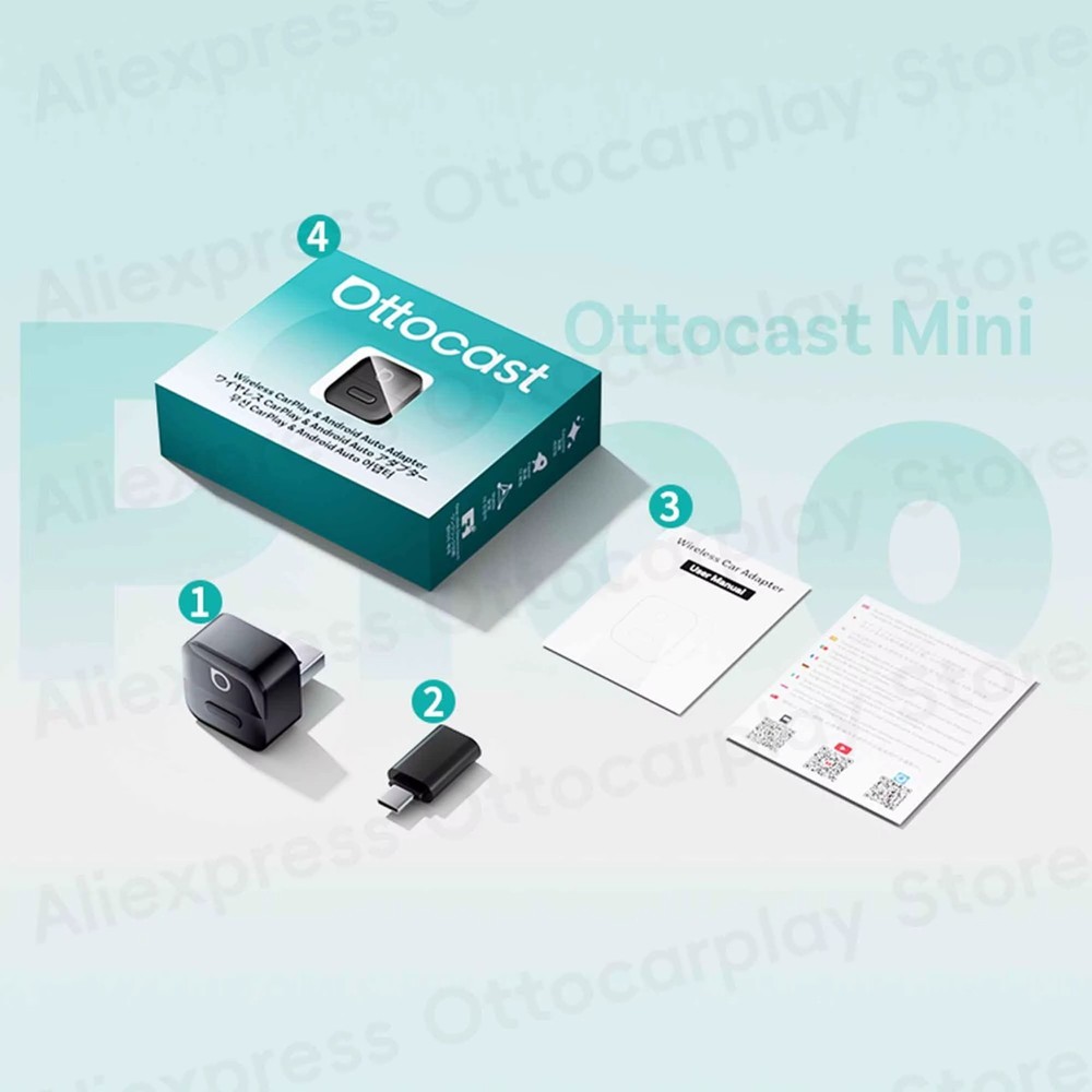 Mini Pico Wireless CarPlay Android Auto Adapter WiFi6 USB Plug & Play