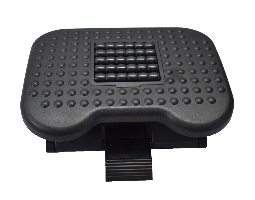 Footrest Stand w Adjustable Rollers Black 17" x 13" Plastic Lift Massage Therapy