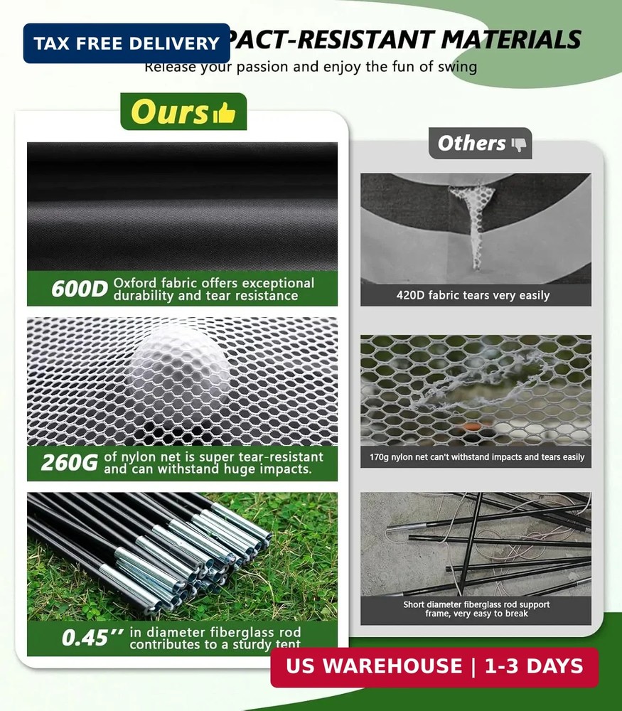 Golf Net for Hitting Practice, 10 x 7FT Golf Training Net with Mat and Target...