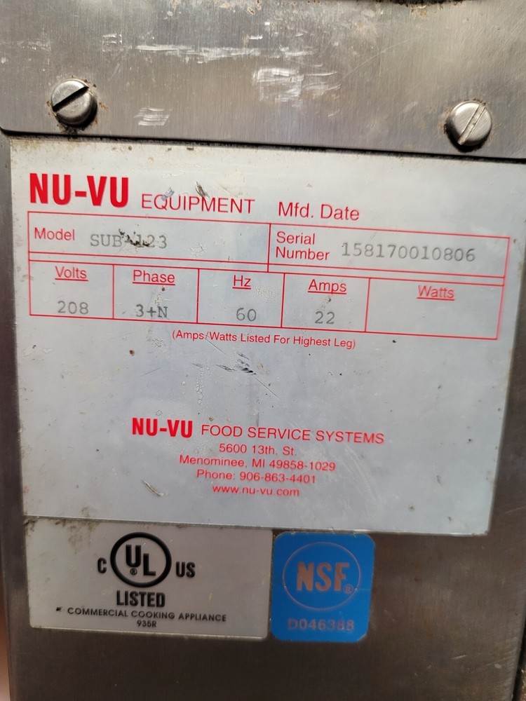 NuVu Convection Oven / Proofer - SUB-123