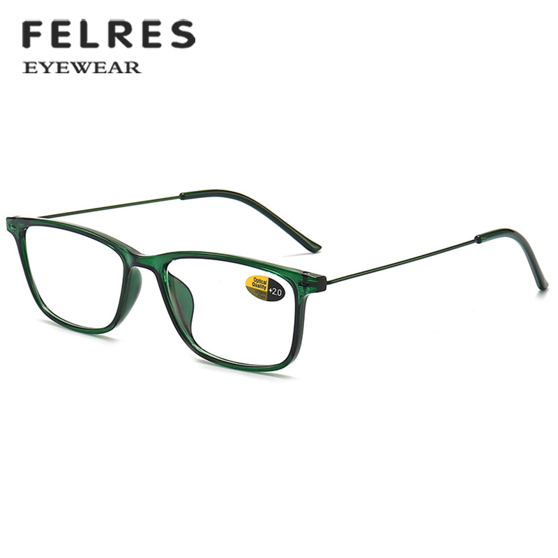 Men Square Small Frame Reading Glasses Blue Light Blocking Presbyopic Readers