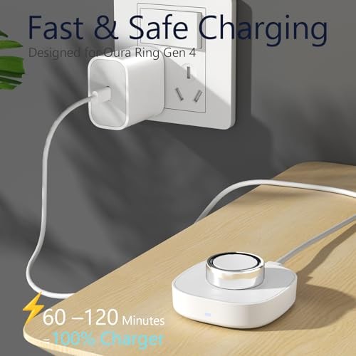 Charger for Oura Ring Gen4 (Size 9) - Fast Charging Dock with USB-C 9 (White)
