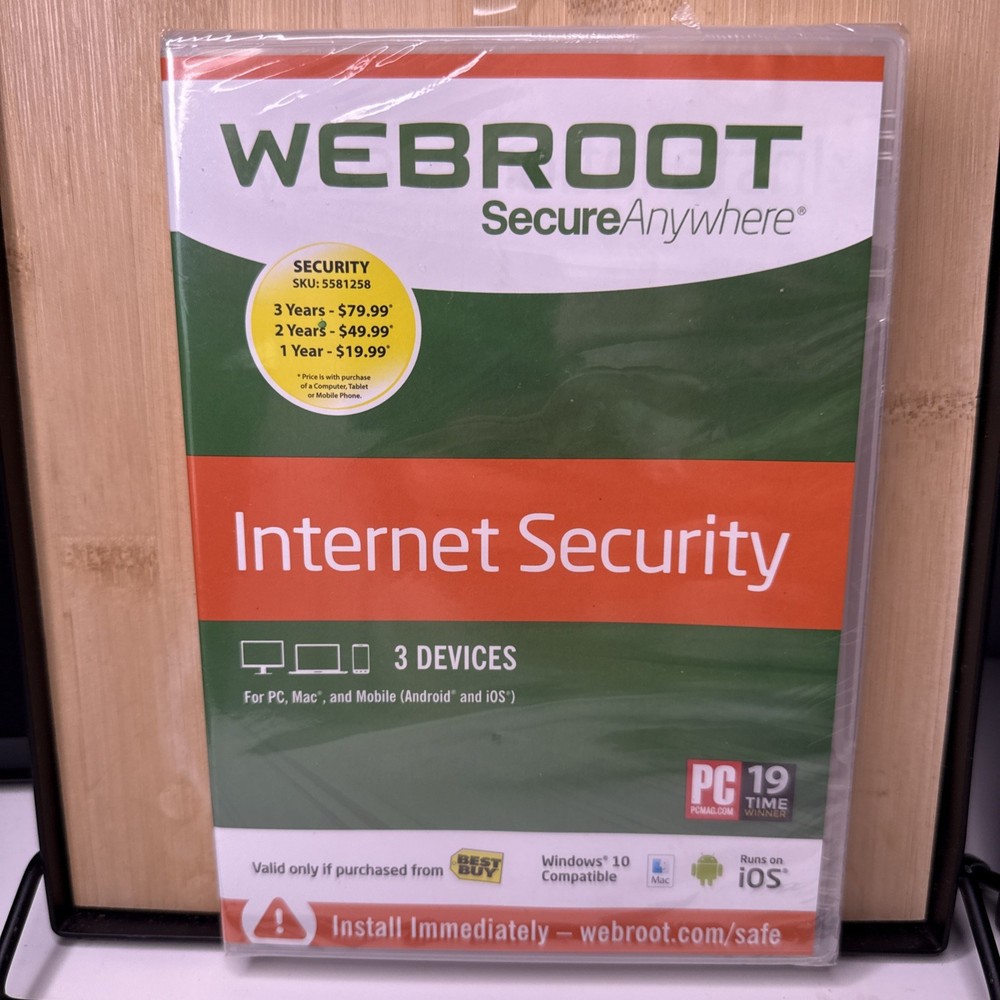 SEALED Webroot Secure Anywhere Internet Security 3 Devices Windows/Mac/Android