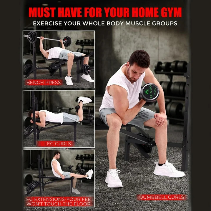 900LBS Foldable Weight Bench 5-in-1 Multi-functional Adjustable w/Weight Storage