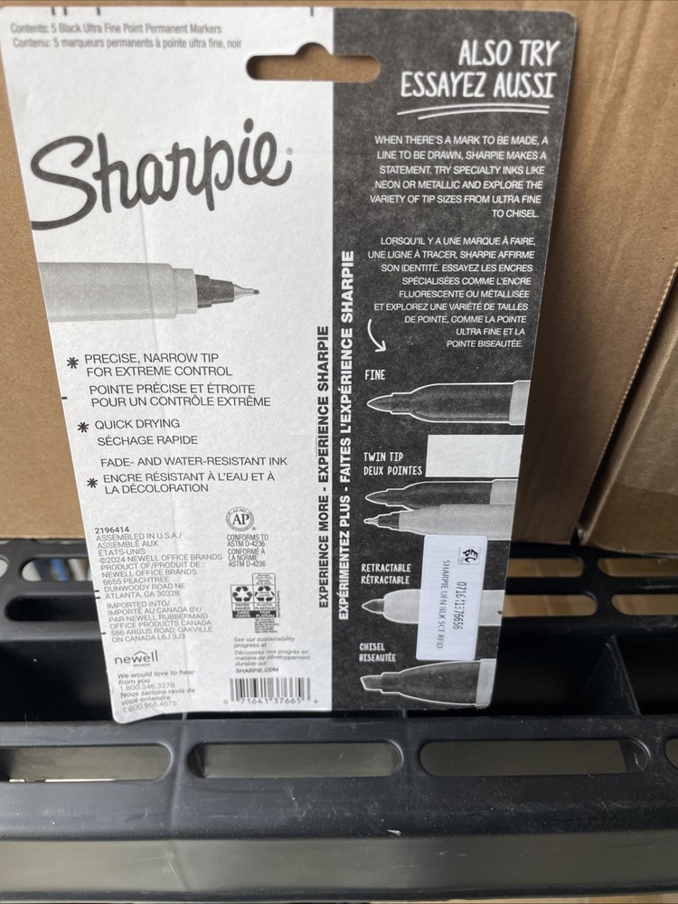 Sharpie 37665PP Permanent Markers, Ultra Fine, 5 Pack