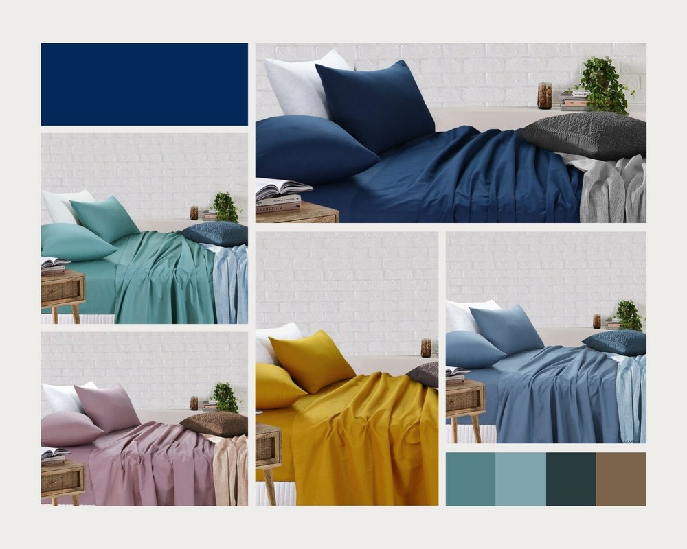 Flat Fitted Sheet King Single Cotton Rich Bed Sheets Set With Pillowcases