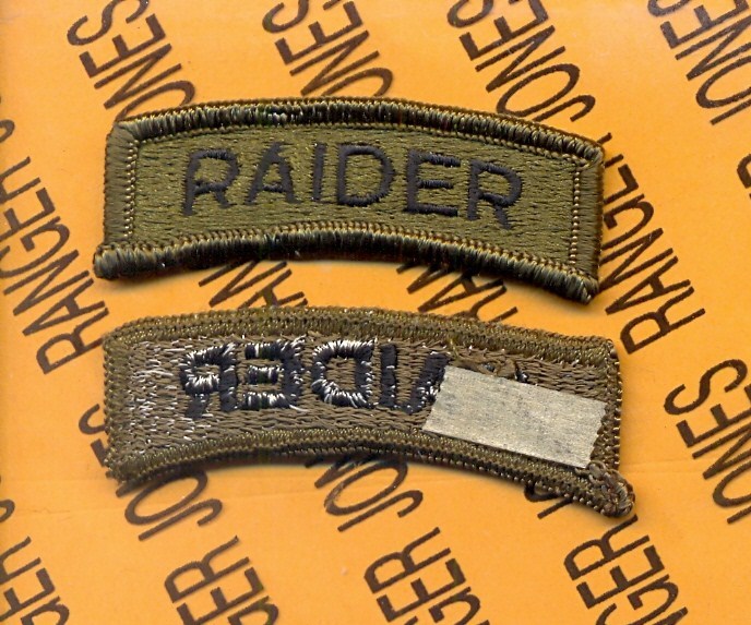 US ARMY RAIDER OD Green & Black Tab arc patch m/e