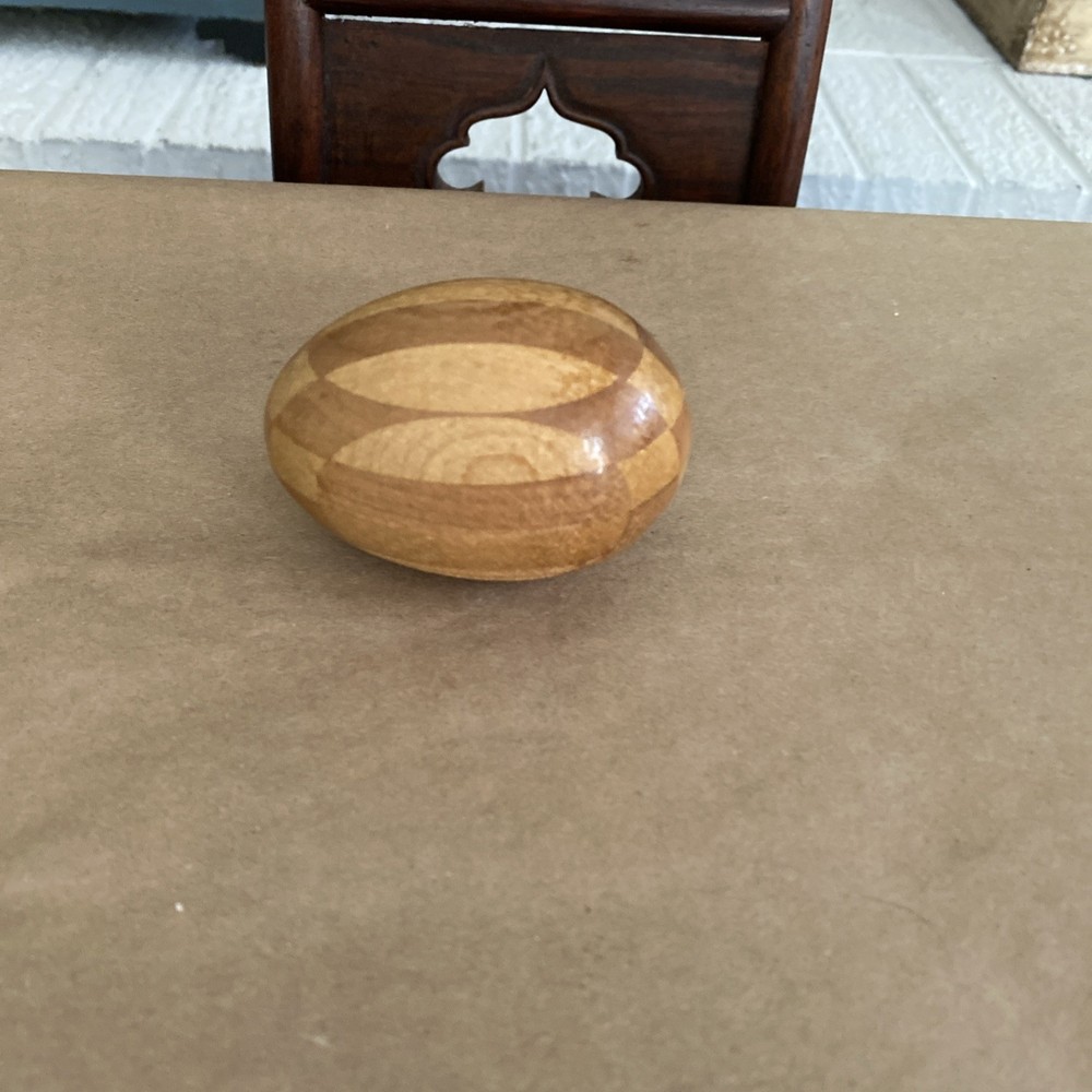 Vintage Wooden Darning Egg Sewing Tool with Striped Pattern