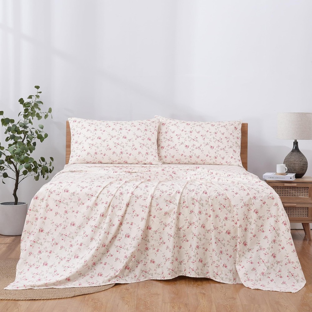 4-Piece Ultra Soft Microfiber Bed Sheets Set, Free Sheets with Deep Pockets F...