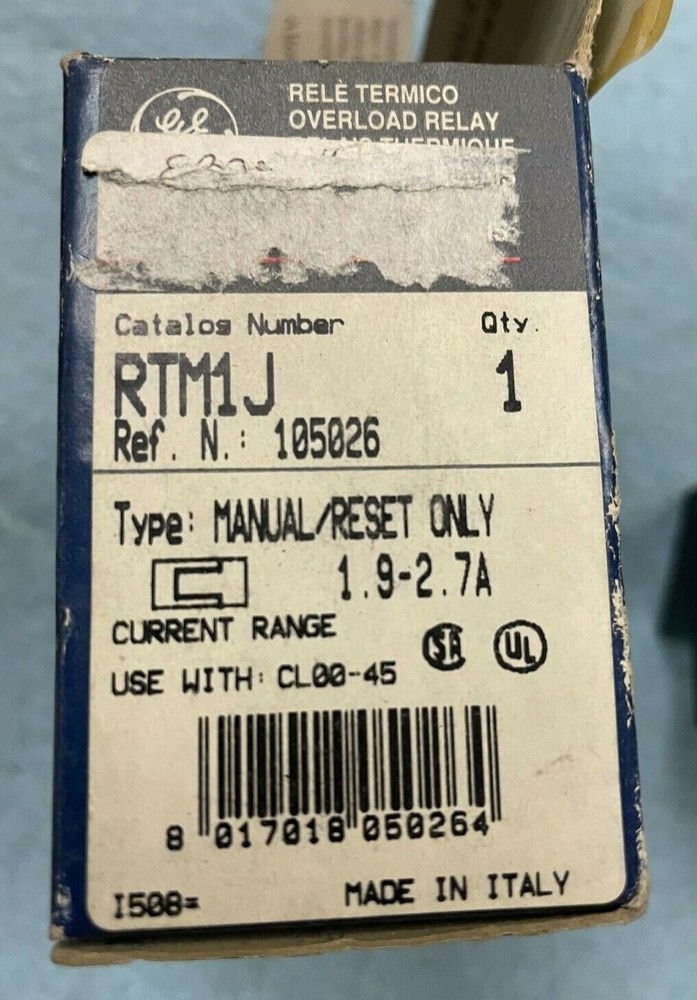 General Electric RTM1J Overload Relay