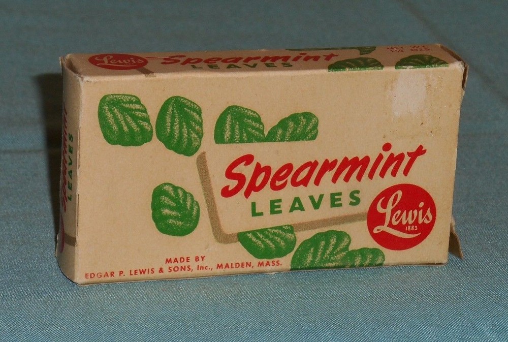 vintage LEWIS SPEARMINT LEAVES CANDY BOX container