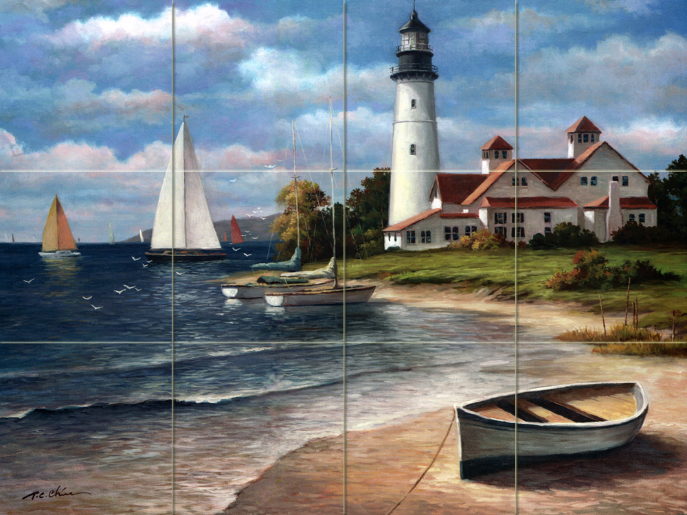 24 x 18 Art Mural Ceramic Sea  Backsplash Bath Tile #643